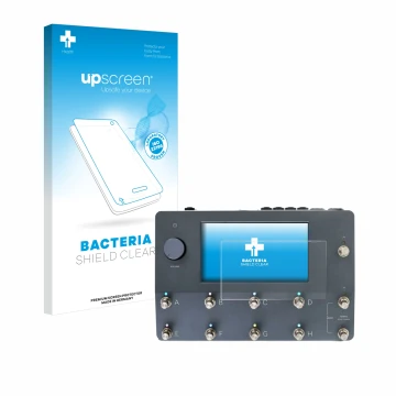 Vorderseite einer Produktverpackung mit dem Markenlogo upscreen. Daneben ist das Gerät Neural DSP Quad Cortex mit dem zugehöri