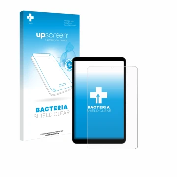 Vorderseite einer Produktverpackung mit dem Markenlogo upscreen. Daneben ist das Gerät Alldocube iPlay 50 mini Pro mit dem zug
