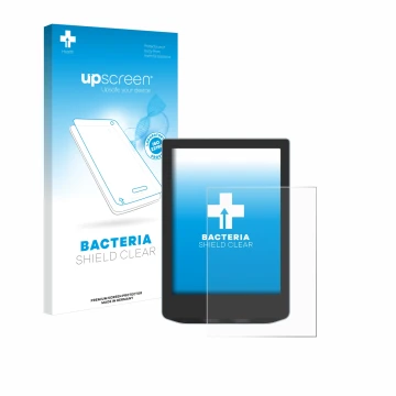 Vorderseite einer Produktverpackung mit dem Markenlogo upscreen. Daneben ist das Gerät Vivlio Light mit dem zugehörigen Displa