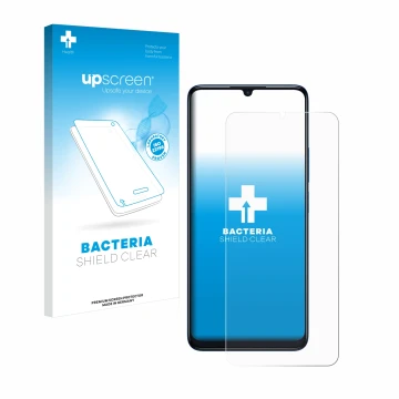 Vorderseite einer Produktverpackung mit dem Markenlogo upscreen. Daneben ist das Gerät TCL 505 mit dem zugehörigen Displayschu