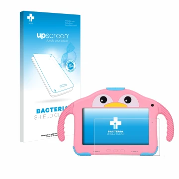 Vorderseite einer Produktverpackung mit dem Markenlogo upscreen. Daneben ist das Gerät okulaku KIDS03-Pro03 7