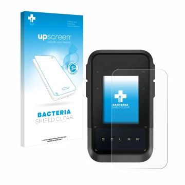 Vorderseite einer Produktverpackung mit dem Markenlogo upscreen. Daneben ist das Gerät Garmin eTrex Solar mit dem zugehörigen 