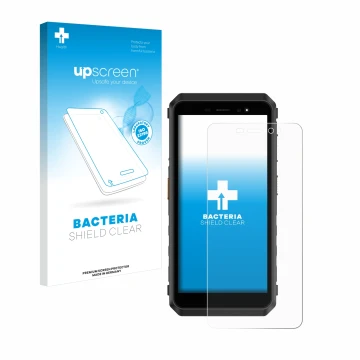 Vorderseite einer Produktverpackung mit dem Markenlogo upscreen. Daneben ist das Gerät Ulefone Power Armor X11 Pro mit dem zug