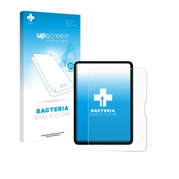Vorderseite einer Produktverpackung mit dem Markenlogo upscreen. Daneben ist das Gerät Apple iPad Pro 11