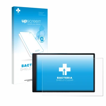 Vorderseite einer Produktverpackung mit dem Markenlogo upscreen. Daneben ist das Gerät Garmin DriveSmart 86 MT-S mit dem zugeh