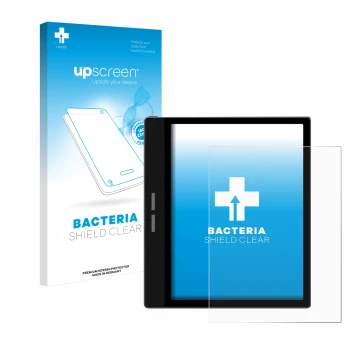 Vorderseite einer Produktverpackung mit dem Markenlogo upscreen. Daneben ist das Gerät Bigme B751C mit dem zugehörigen Display