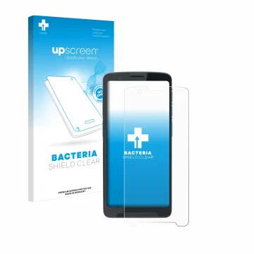 Vorderseite einer Produktverpackung mit dem Markenlogo upscreen. Daneben ist das Gerät Unitech EA660 mit dem zugehörigen Displ