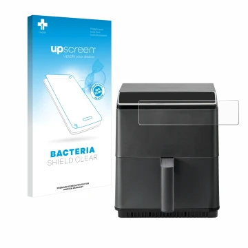 Vorderseite einer Produktverpackung mit dem Markenlogo upscreen. Daneben ist das Gerät Cosori CAF-P583S mit dem zugehörigen Di