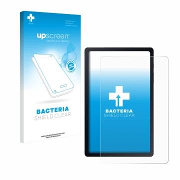 Vorderseite einer Produktverpackung mit dem Markenlogo upscreen. Daneben ist das Gerät Samsung Galaxy Tab S6 Lite WiFi 2024 mi