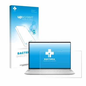 Vorderseite einer Produktverpackung mit dem Markenlogo upscreen. Daneben ist das Gerät Dell XPS 14 9440 Touch mit dem zugehöri