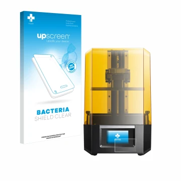 Vorderseite einer Produktverpackung mit dem Markenlogo upscreen. Daneben ist das Gerät Anycubic Photon Mono M5s mit dem zugehö