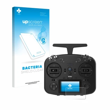 Vorderseite einer Produktverpackung mit dem Markenlogo upscreen. Daneben ist das Gerät FrSky TWIN X14 mit dem zugehörigen Disp