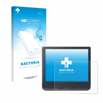 Vorderseite einer Produktverpackung mit dem Markenlogo upscreen. Daneben ist das Gerät Kobo Libra Colour 2024 mit dem zugehöri