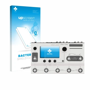 Vorderseite einer Produktverpackung mit dem Markenlogo upscreen. Daneben ist das Gerät Hotone Ampero II Stage mit dem zugehöri
