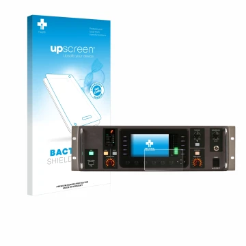 Vorderseite einer Produktverpackung mit dem Markenlogo upscreen. Daneben ist das Gerät Behringer X32 Rack mit dem zugehörigen 