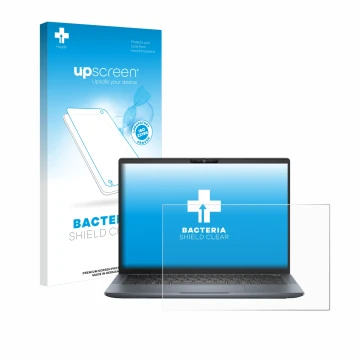 Vorderseite einer Produktverpackung mit dem Markenlogo upscreen. Daneben ist das Gerät Dell Latitude 7350 Laptop mit dem zugeh