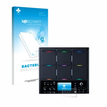Vorderseite einer Produktverpackung mit dem Markenlogo upscreen. Daneben ist das Gerät Roland SPD-SX PRO mit dem zugehörigen D