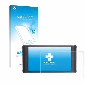 Vorderseite einer Produktverpackung mit dem Markenlogo upscreen. Daneben ist das Gerät Portkeys PT6 mit dem zugehörigen Displa