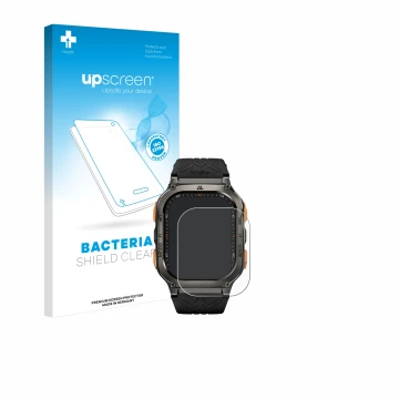 Vorderseite einer Produktverpackung mit dem Markenlogo upscreen. Daneben ist das Gerät Kospet Tank M3 Ultra mit dem zugehörige