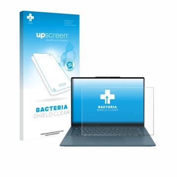 Vorderseite einer Produktverpackung mit dem Markenlogo upscreen. Daneben ist das Gerät Lenovo Yoga Pro 7 Gen 9 14