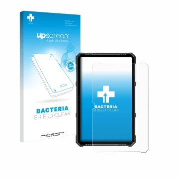 Vorderseite einer Produktverpackung mit dem Markenlogo upscreen. Daneben ist das Gerät Ulefone Armor Pad 3 Pro mit dem zugehör