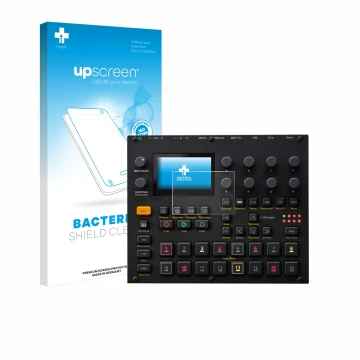 Vorderseite einer Produktverpackung mit dem Markenlogo upscreen. Daneben ist das Gerät Elektron Digitakt II mit dem zugehörige