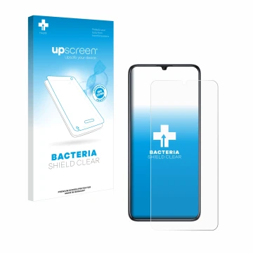 Vorderseite einer Produktverpackung mit dem Markenlogo upscreen. Daneben ist das Gerät Oukitel C51 mit dem zugehörigen Display