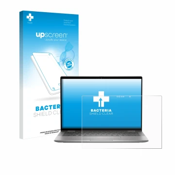 Vorderseite einer Produktverpackung mit dem Markenlogo upscreen. Daneben ist das Gerät Dell Latitude 7350 2-in-1 mit dem zugeh