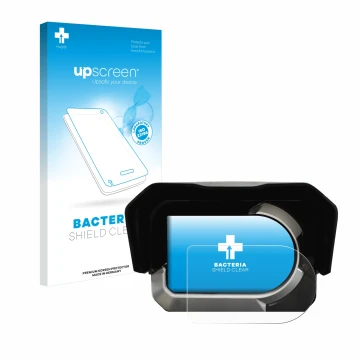 Vorderseite einer Produktverpackung mit dem Markenlogo upscreen. Daneben ist das Gerät Kymco CV3 mit dem zugehörigen Displaysc