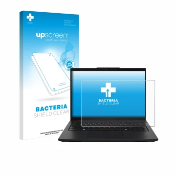 Vorderseite einer Produktverpackung mit dem Markenlogo upscreen. Daneben ist das Gerät Lenovo ThinkPad L14 Gen 5 mit dem zugeh