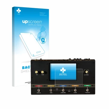 Vorderseite einer Produktverpackung mit dem Markenlogo upscreen. Daneben ist das Gerät Headrush Core mit dem zugehörigen Displ