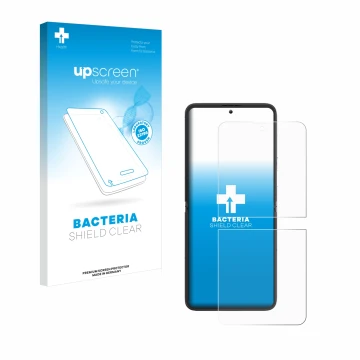 Vorderseite einer Produktverpackung mit dem Markenlogo upscreen. Daneben ist das Gerät Blackview Hero 10 (Vorderes Display) mi