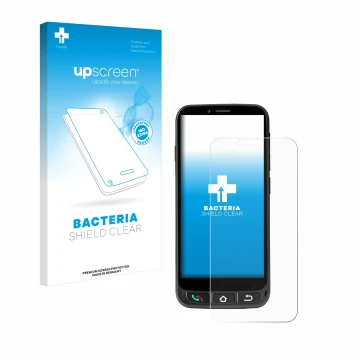Vorderseite einer Produktverpackung mit dem Markenlogo upscreen. Daneben ist das Gerät SPC Zeus 4G Pro mit dem zugehörigen Dis