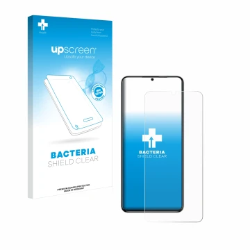 Vorderseite einer Produktverpackung mit dem Markenlogo upscreen. Daneben ist das Gerät Oukitel C50 mit dem zugehörigen Display