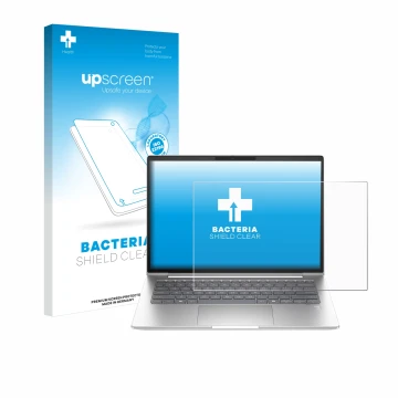Vorderseite einer Produktverpackung mit dem Markenlogo upscreen. Daneben ist das Gerät HP ProBook 440 G11 mit dem zugehörigen 