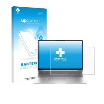 Vorderseite einer Produktverpackung mit dem Markenlogo upscreen. Daneben ist das Gerät HP ProBook 460 G11 mit dem zugehörigen 