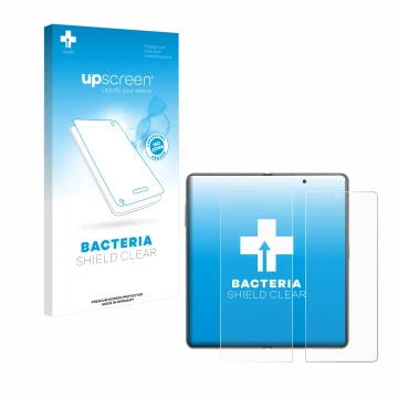 Vorderseite einer Produktverpackung mit dem Markenlogo upscreen. Daneben ist das Gerät Honor Magic V3 (inneres Display) mit de