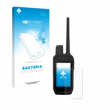 Vorderseite einer Produktverpackung mit dem Markenlogo upscreen. Daneben ist das Gerät Garmin Alpha 300 K mit dem zugehörigen 
