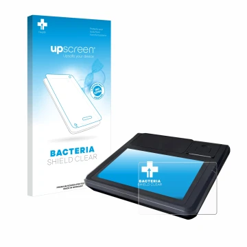 Vorderseite einer Produktverpackung mit dem Markenlogo upscreen. Daneben ist das Gerät Techfive ECR 100 mit dem zugehörigen Di