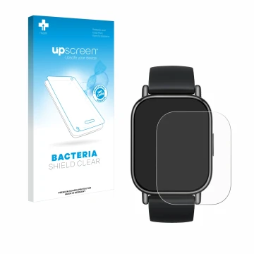 Vorderseite einer Produktverpackung mit dem Markenlogo upscreen. Daneben ist das Gerät Xiaomi Redmi Watch 5 Lite mit dem zugeh