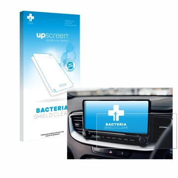 Vorderseite einer Produktverpackung mit dem Markenlogo upscreen. Daneben ist das Gerät Kia XCeed 2024 mit dem zugehörigen Disp