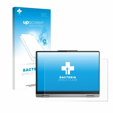 Vorderseite einer Produktverpackung mit dem Markenlogo upscreen. Daneben ist das Gerät Lenovo IdeaPad 5x 2-in-1 Gen 9 14