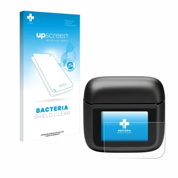 Vorderseite einer Produktverpackung mit dem Markenlogo upscreen. Daneben ist das Gerät JBL Tour Pro 3 mit dem zugehörigen Disp