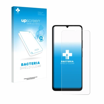 Vorderseite einer Produktverpackung mit dem Markenlogo upscreen. Daneben ist das Gerät Ulefone Note 20 Pro mit dem zugehörigen