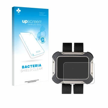 Vorderseite einer Produktverpackung mit dem Markenlogo upscreen. Daneben ist das Gerät Apeks DSX mit dem zugehörigen Displaysc