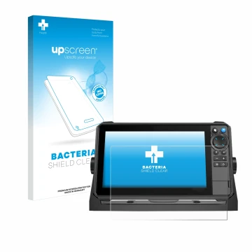 Vorderseite einer Produktverpackung mit dem Markenlogo upscreen. Daneben ist das Gerät Lowrance HDS-9 Pro mit dem zugehörigen 