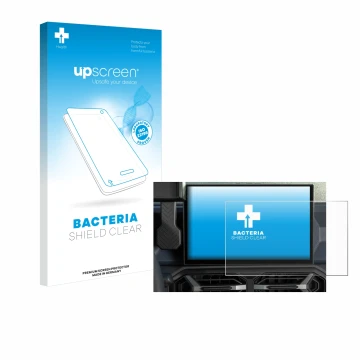 Vorderseite einer Produktverpackung mit dem Markenlogo upscreen. Daneben ist das Gerät Dacia Duster Infotainment System (2024)