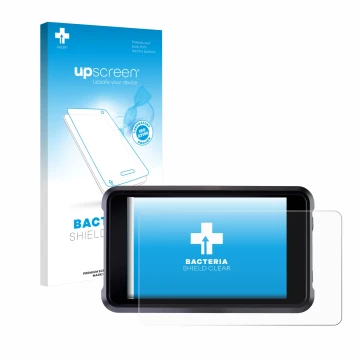 Vorderseite einer Produktverpackung mit dem Markenlogo upscreen. Daneben ist das Gerät Atomos Shogun Classic mit dem zugehörig