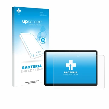 Vorderseite einer Produktverpackung mit dem Markenlogo upscreen. Daneben ist das Gerät Chuwi Hi10 X1 mit dem zugehörigen Displ