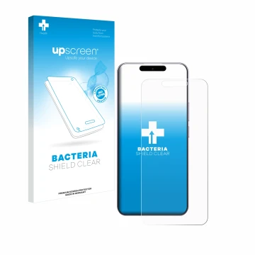Vorderseite einer Produktverpackung mit dem Markenlogo upscreen. Daneben ist das Gerät Oukitel P1 mit dem zugehörigen Displays